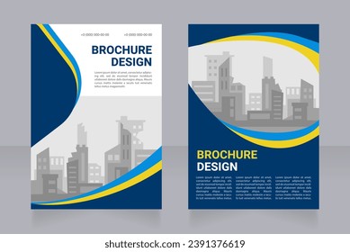 Ukrainian cities reconstruction blank brochure design. Rebuilding. Template set with copy space for text. Premade corporate report collection. Editable 2 paper pages