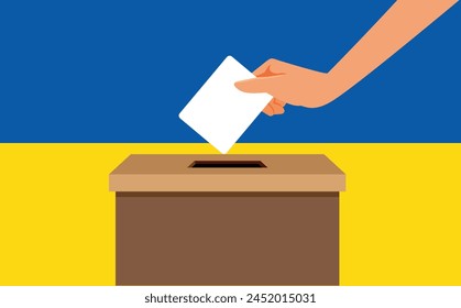 
Ukrainian Citizen Voting in National Elections Vector Illustration. People voting for new government in national elections in Ukraine 
