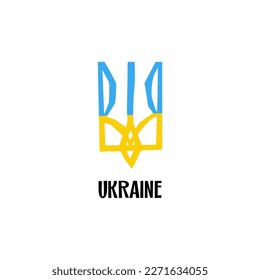 Ukrainian coat of arms blue and yellow in cut style isolated