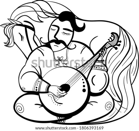 ukrainian cossack, folk picture, vector illustration. the man with a horse. can use for web or print.