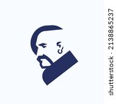 Ukrainian cossack modern illustration. Ukrainian man with mustache vector geometric logo.