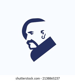 Ukrainian cossack modern illustration. Ukrainian man with mustache vector geometric logo.