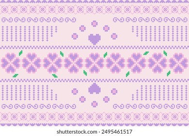 THE UKRAINIAN CROSS STITCH CUTE PURPLE HEART AND FOUR LEAF CLOVER DECORATION 