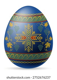 ukrainian easter egg pysanka with traditional folk ornament vector illustration isolated on white background