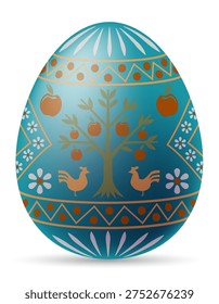 ukrainian easter egg pysanka with traditional folk ornament vector illustration isolated on white background