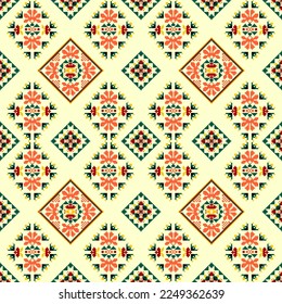 Ukrainian embroidery pattern seamless. Textile design for callar shirts, shirts, blouses,T-shirts, fashion woman,wallpaper,clothing,texture and fabric.Pattern design on cream background.