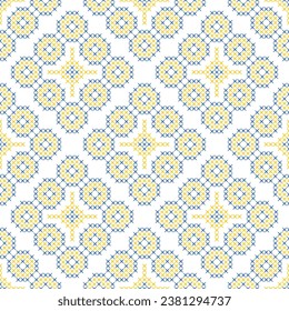 Ukrainian Embroidery Seamless Pattern. Vector Illustration of Handmade Craftsmanship. Cross-stitching.