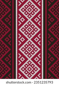 Ukrainian Embroidery. Traditional Ethnic Seamless Pattern. White, Red, Black Colors