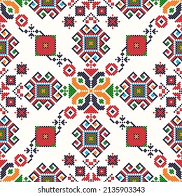 Ukrainian embroidery vector seamless pattern