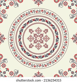 Ukrainian embroidery vector seamless pattern