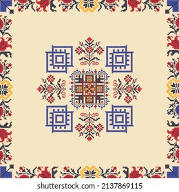 Ukrainian embroidery vector seamless pattern