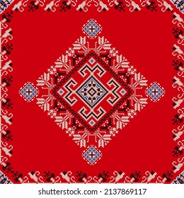 Ukrainian embroidery vector seamless pattern