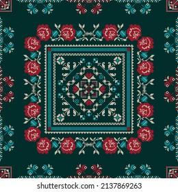 Ukrainian embroidery vector seamless pattern