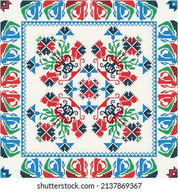 Ukrainian embroidery vector seamless pattern