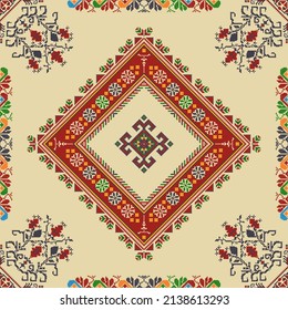 Ukrainian embroidery vector seamless pattern