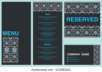 Ukrainian Ethnic Ornament Resturant Cafe Menu Card