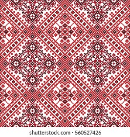 Ukrainian ethnic ornament-pixel pattern like old handmade folk art knitted embroidery