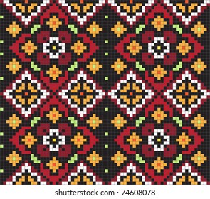 Ukrainian ethnic seamless ornament, vector illustration. May be used as background, wrap paper, wallpaper, fabric, sticker for cases, covers. Endless Slavic national decorative design.