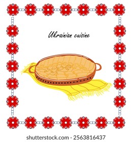 Ukrainian finches. Delicious and fragrant homemade pancakes served in a cast-iron pot. Ukrainian pancakes. Ukrainian national cuisine

