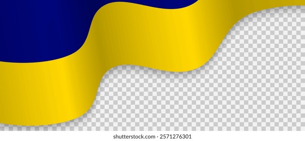 Ukrainian flag 3d waving in the wind on transparent background. Abstract banner design with copy space. National symbol of the Ukraine.