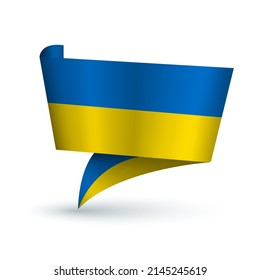 ukrainische Flagge. Abstrakter, isolierter Band- oder Papierbanner. Nationalflagge der Ukraine. Vektorgrafik.