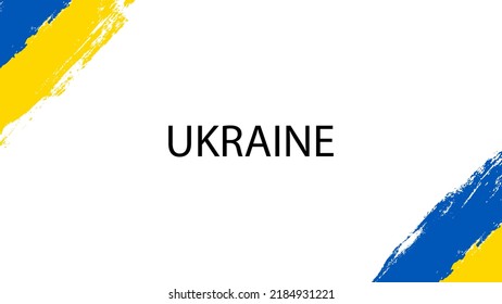 Ukrainian Flag, Blue Yellow Frame, Isolated On White Background. Patriotic Text Ukraine. Grunge Stylized Brush Stroke Texture. Hand Drawn Border. Concept Of Patriotism, Freedom. Vector Illustration