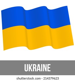 Ukrainian flag, blue and yellow, waving in the wind, vector illustration