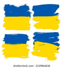 Ukrainian flag. Brush stroke and texture. Grunge vector abstract hand - painted element. Underline and border design.
