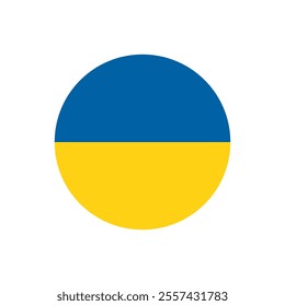 Ukrainian Flag in Cirle Vector Flat Icon Design. National Symbol. Round Geometric Shape with Dark Blue and Yellow National Colours for Web, App and Packaging.