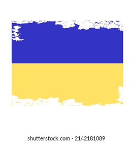 Ukrainian flag. Colored brush strokes drawn by hand. Vector illustration isolated on white background. Colorful Ukrainian flag logo.