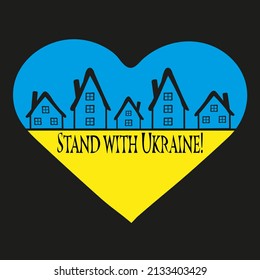 Ukrainian flag, conceptual vector illustration. For peace in Ukraine. Save Ukraine from Russia. There is no aggression. Pray for Ukraine.