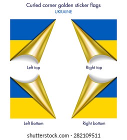 Ukrainian flag curled golden corner edition