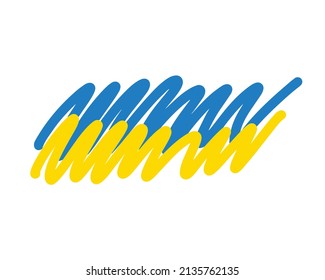 Ukrainian flag doodle scribble - yellow and blue horizontal bands. Hand drawn strokes, color stripes, symbol of Ukraine