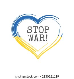 Drapeau ukrainien en brosse sèche. Illustration vectorielle Stop war in Ukraine.