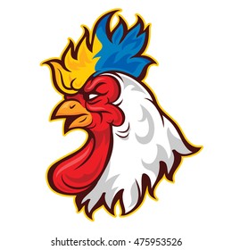 Ukrainian Flag Fire Chicken Rooster Logo Design Vector Inspiration Isolated on White Background