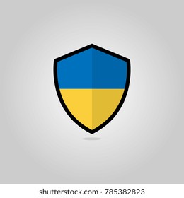 Ukrainian Flag Flat Vector Shield Badge
