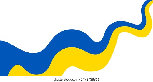 Ukrainian flag is fluttering on a transparent background. Banner for Independence day of Ukraine. Copy space. Vector illustration.