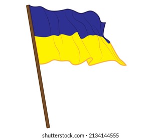 The Ukrainian flag flutters in isolate on a white background. Vector illustration.