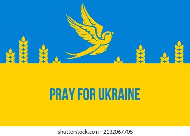 Ukrainian flag with fly bird silhouette in blue and yellow color. Abstract patriotic concept art. Idea to explain war between Russia and Ukraine. Creative vector illustration.