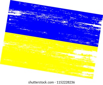 Ukrainian flag with grunge texture on white background
