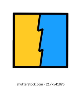 Ukrainische Flagge handgezeichnet Vektorgrafik Logo Symbol in Cartoon Doodle-Stil gelb