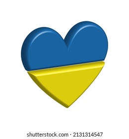 Ukrainian flag as heart in 3d. Vector illustration