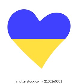 Ukrainian flag in the heart icon. Russia Ukraine Conflict. Vector isolated on white background.