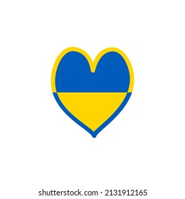 Ukrainian flag in heart shape on isolated white background. Flag of Ukraine