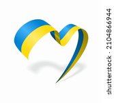 Ukrainian flag heart shaped ribbon. Vector illustration.