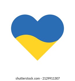 Bandera ucraniana en icono del vector del corazón. Detengan la guerra en el símbolo de Ucrania.