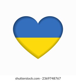 Ukrainian flag heart-shaped sign. Vector illustration.