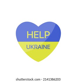 Ukrainian flag. Help Ukraine heart shape icon2