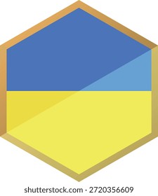 Ukrainian Flag Hexagon Icon Flat Design