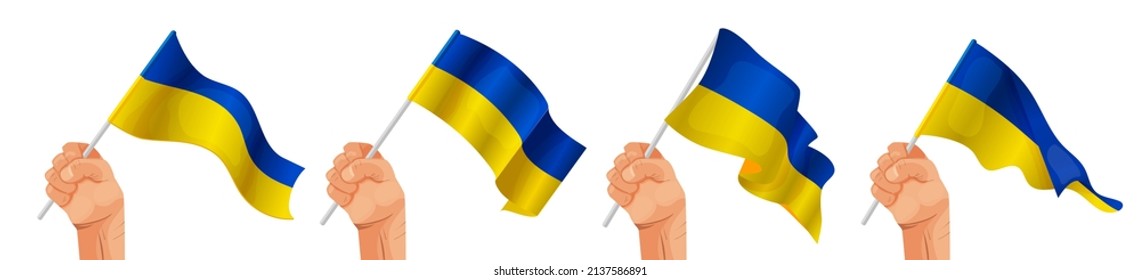 Ukrainian flag icon. Traditional striped banner sign. National flags collection. Independent Ukraine concept. Editable vector illustration in cartoon style isolated on a white background.